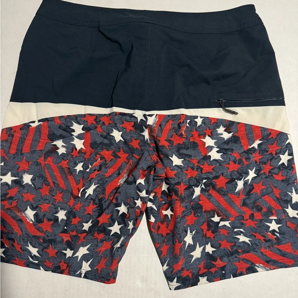O'Neill Sk8 Swim Trunks, American Flag Shorts, Flat‎ Front, Men's 34 #1164